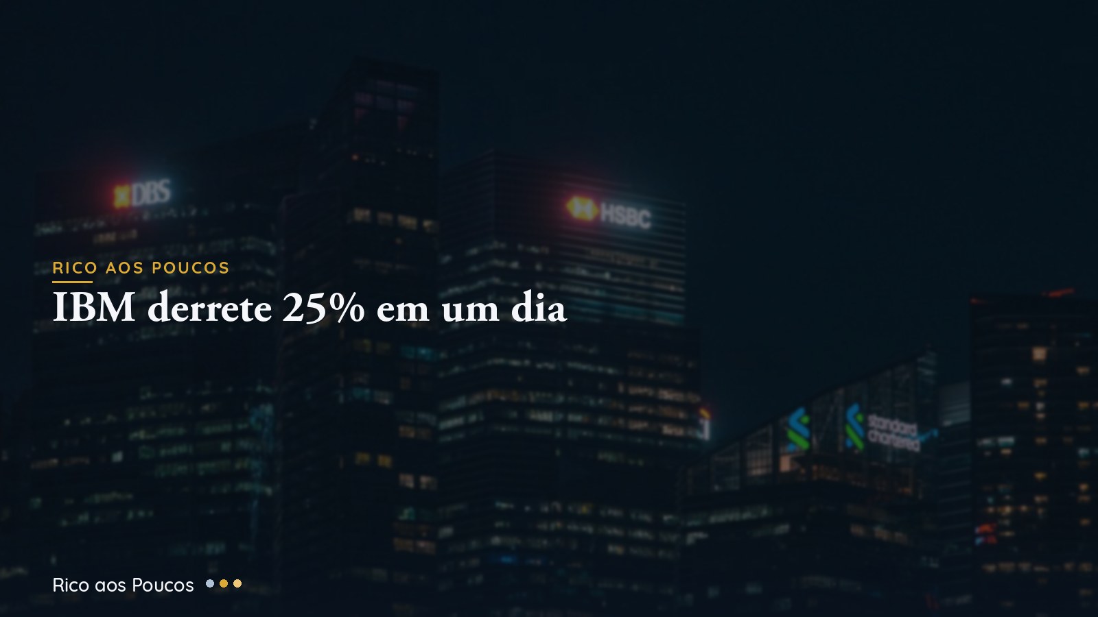 Gráfico de ações da IBM em forte queda vermelha na tela de um pregão da bolsa de Nova York