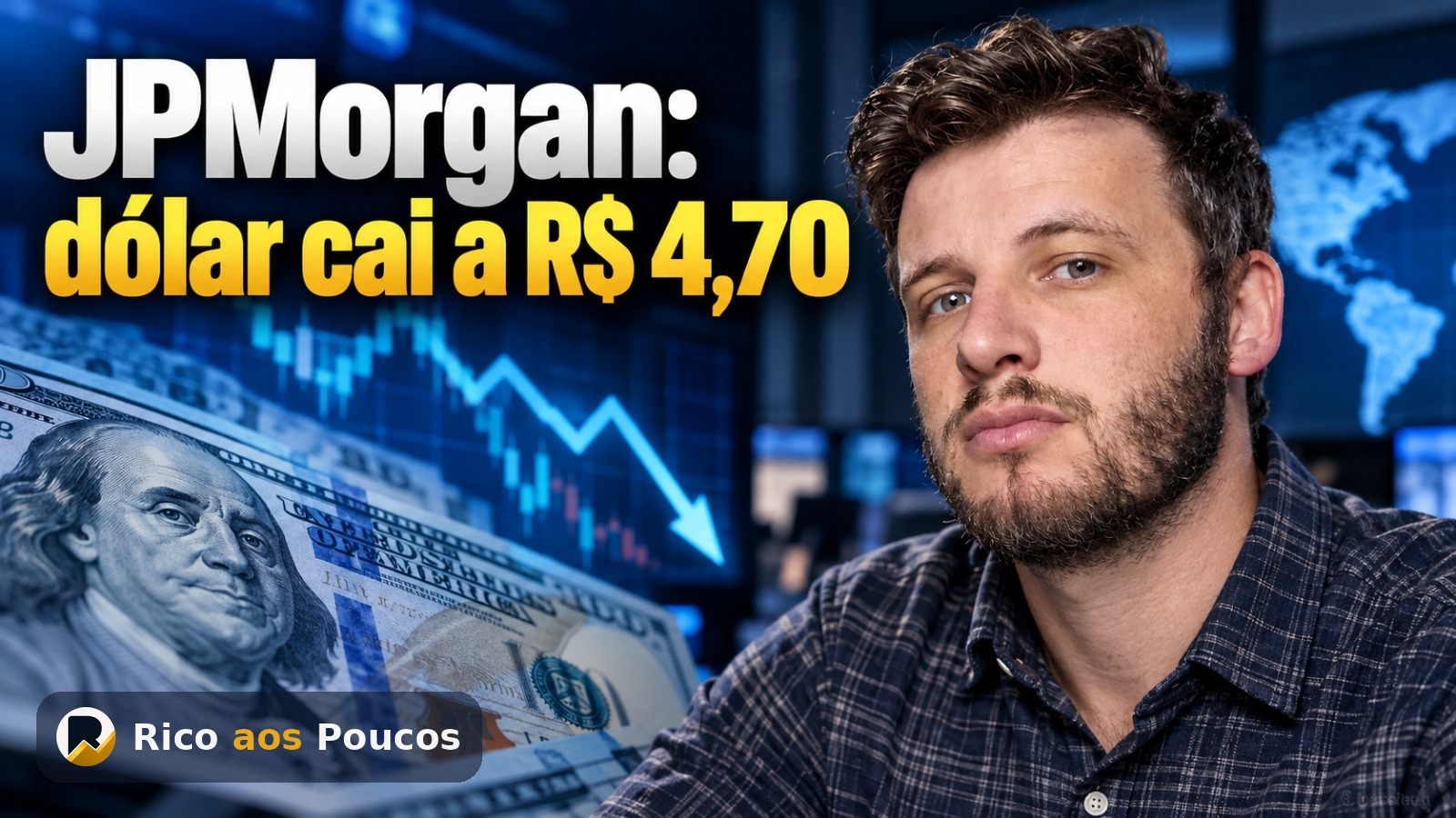 Dólar vai cair para R$ 4,70? Projeção do JPMorgan