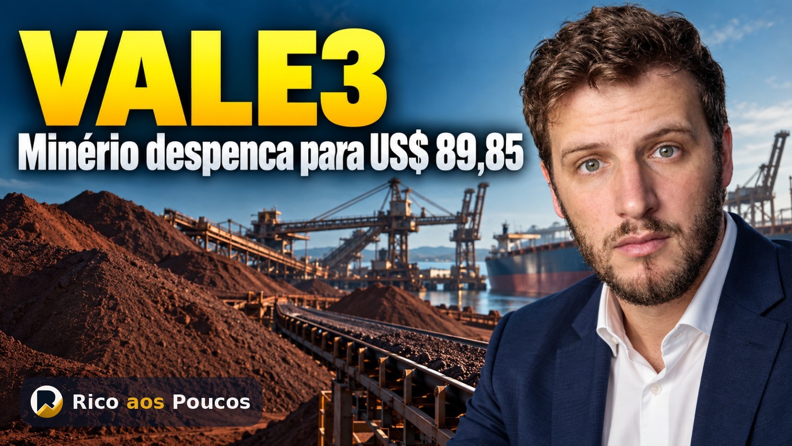 Por que o minério de ferro caiu para US$ 89,85 — mínima em 2 anos — e o que muda para quem tem VALE3