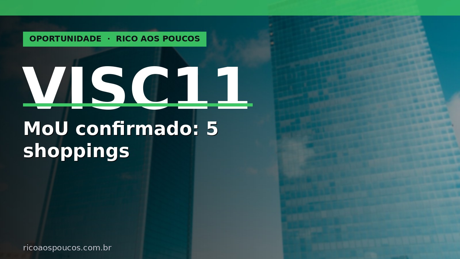 VISC11: MoU de venda de 5 shoppings confirmado na CVM eleva a nota para 7.5
