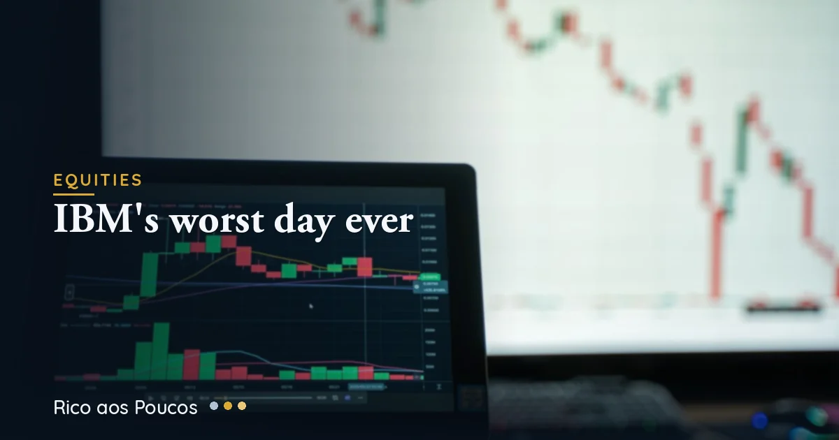 IBM stock chart collapsing in red on a New York Stock Exchange trading screen