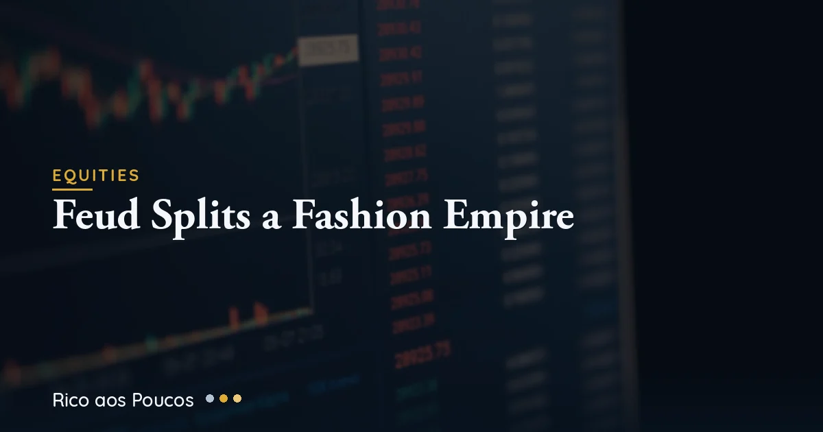 Brands of the Azzas 2154 group and a falling stock chart for AZZA3, rattled by the feud between its founders