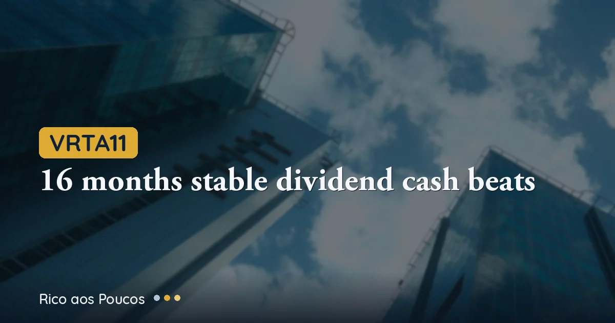VRTA11: R$0.85 for the 16th Month — but Cash Flow Hit R$1.12