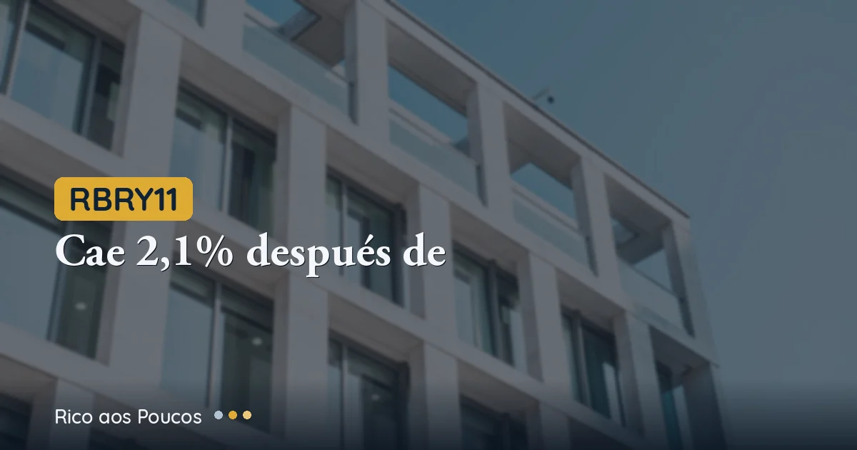 RBRY11 cai 2,1% após o BTG reduzir a posição de 7% para 5% na carteira recomendada de FIIs de julho/2026
