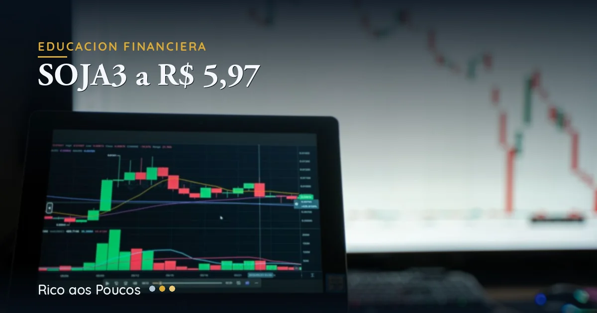 Sementes de soja e o gráfico de queda da ação SOJA3 da Boa Safra Sementes