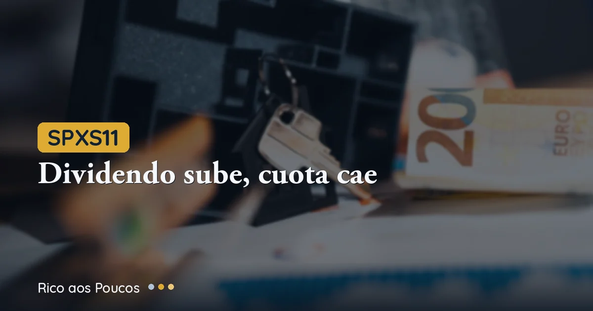 SPXS11: dividendo de julio en el mayor nivel de 2026 mientras la cuota cayó a R$ 7,91