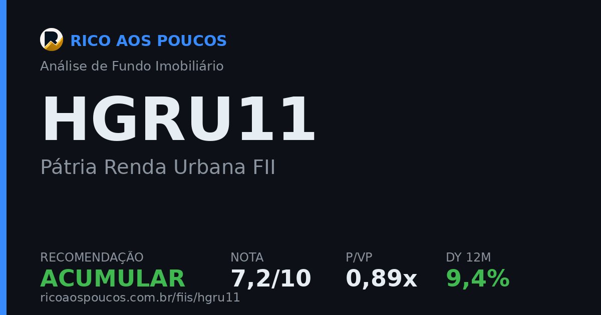 HGRU11: FII de Renda Urbana | Ficha Completa 2026